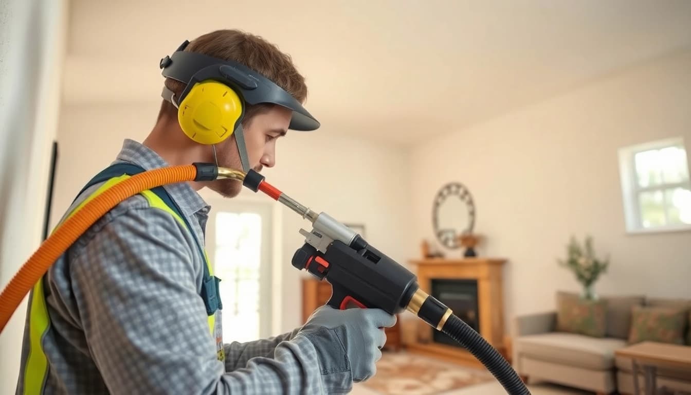 Efficient spray foam removal near Chichester showcased by a professional in action.