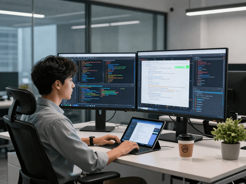 AI NSFW content moderation workspace with advanced algorithms and vibrant displays