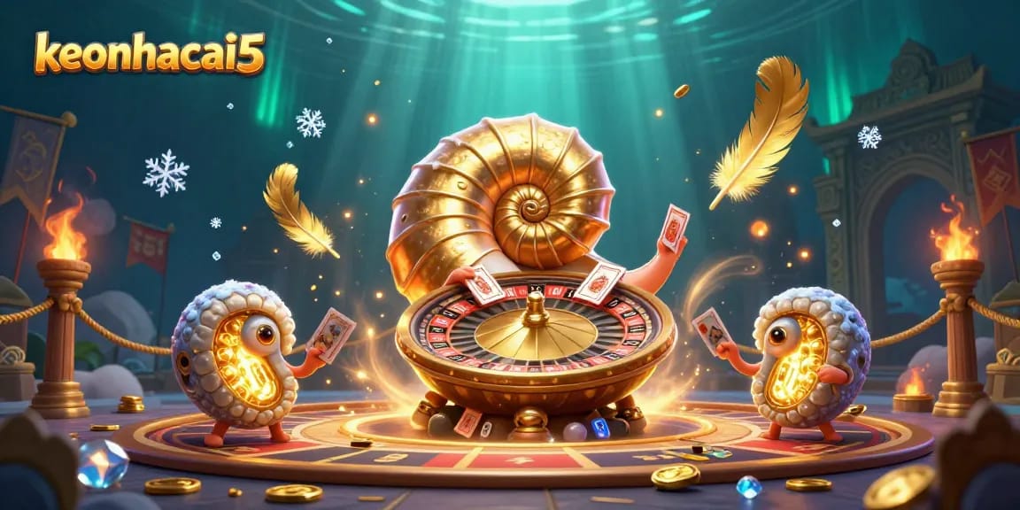 Experience thrilling outcomes at keonhacai5 with an engaging casino illustration featuring vibrant elements.