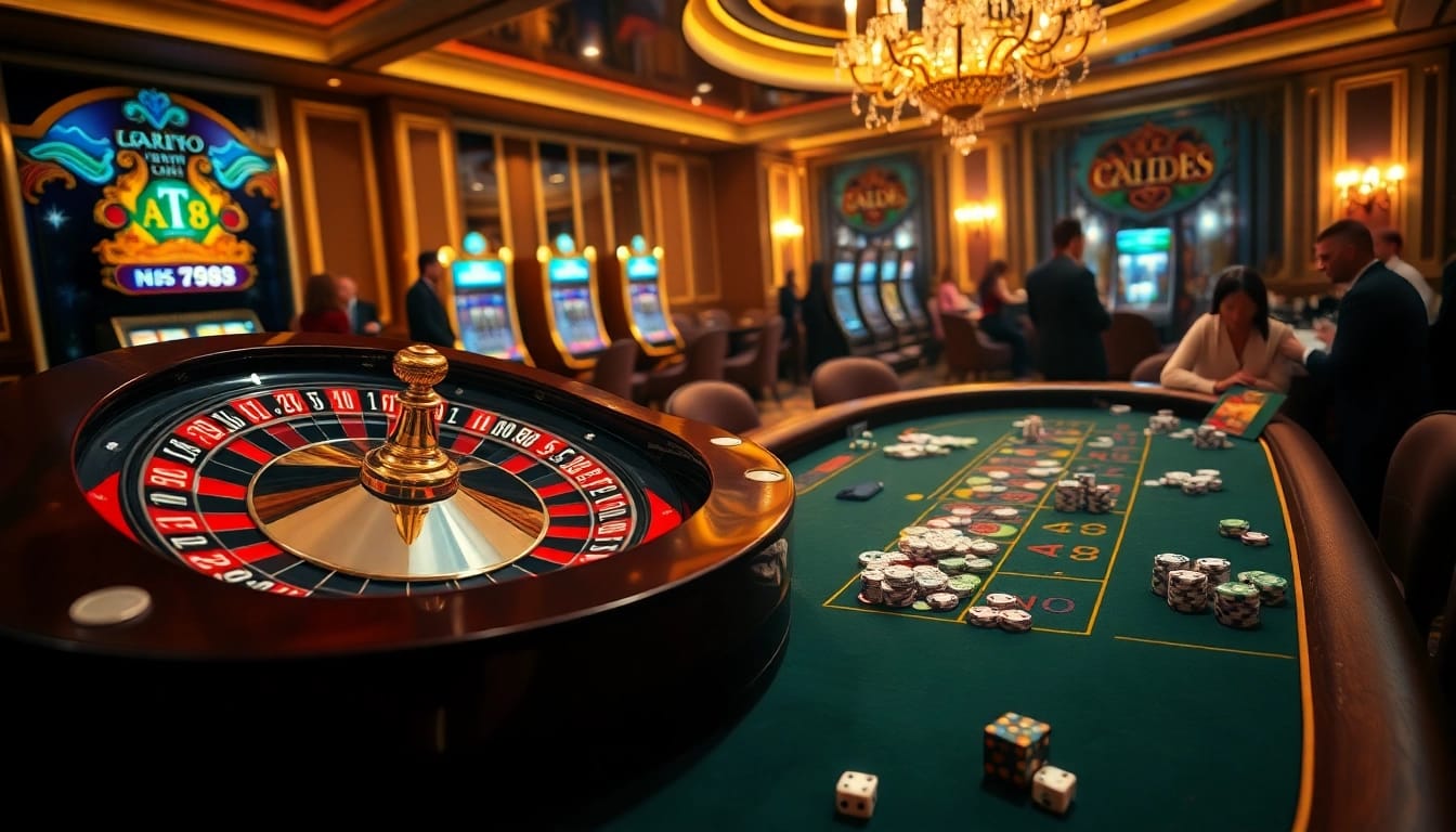 Experience thrilling gameplay at XX88's luxurious casino with vibrant roulette and poker action.