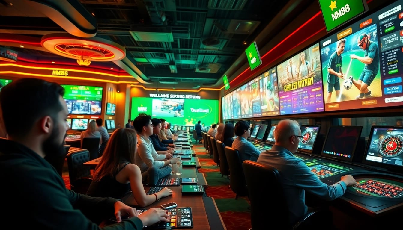 Exciting online gaming experience at https://mm88.agency/ featuring lively players in a virtual casino atmosphere.