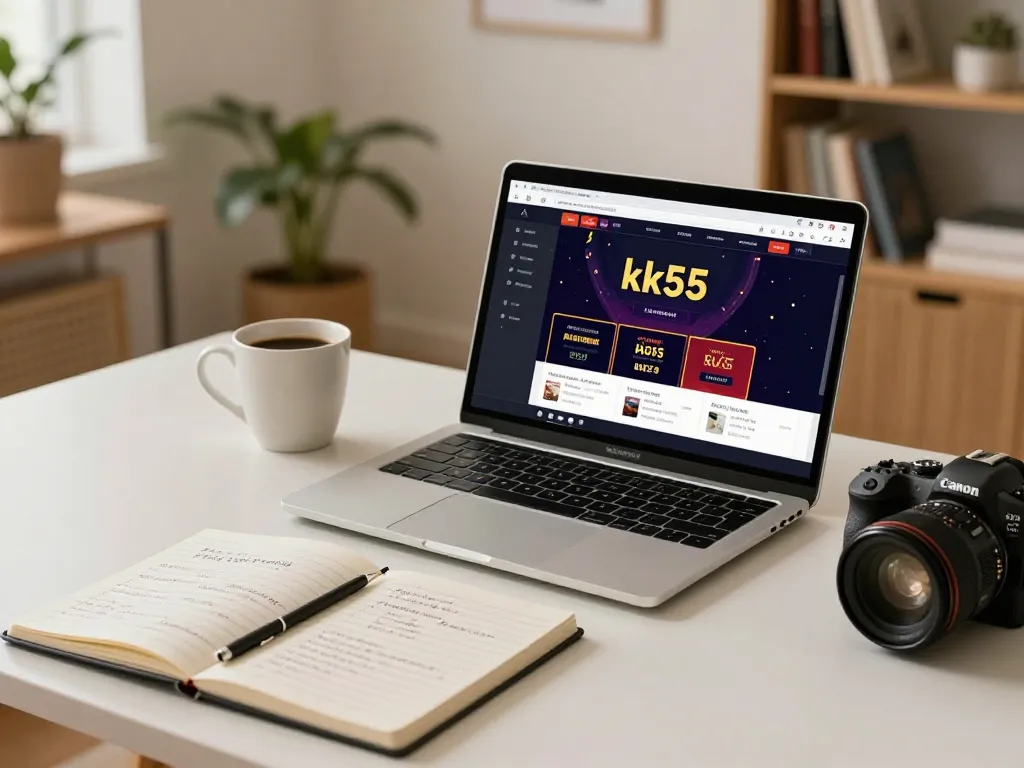 Engaging in online casino gaming on kk55 with strategic notes and coffee.