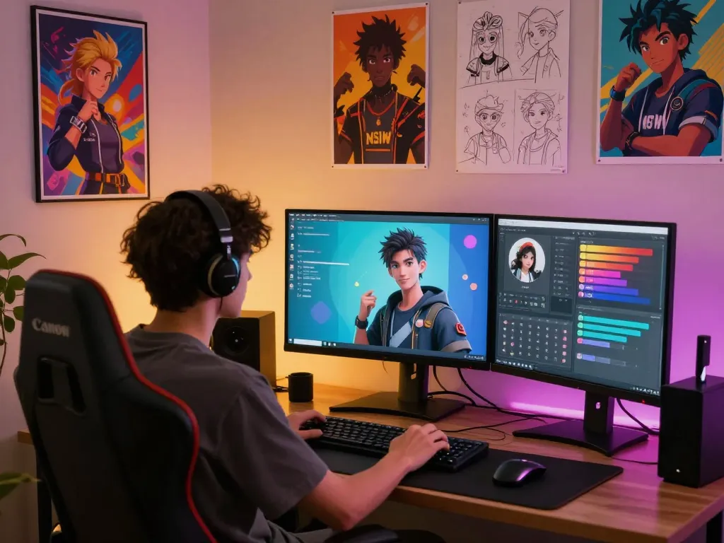 Engaging customization scene for nsfw character ai avatars in a cozy virtual environment.
