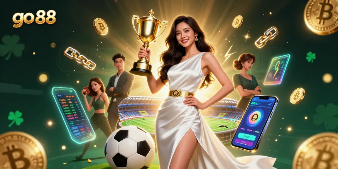 Experience go 88's thrilling casino wins with a victorious player surrounded by betting elements.