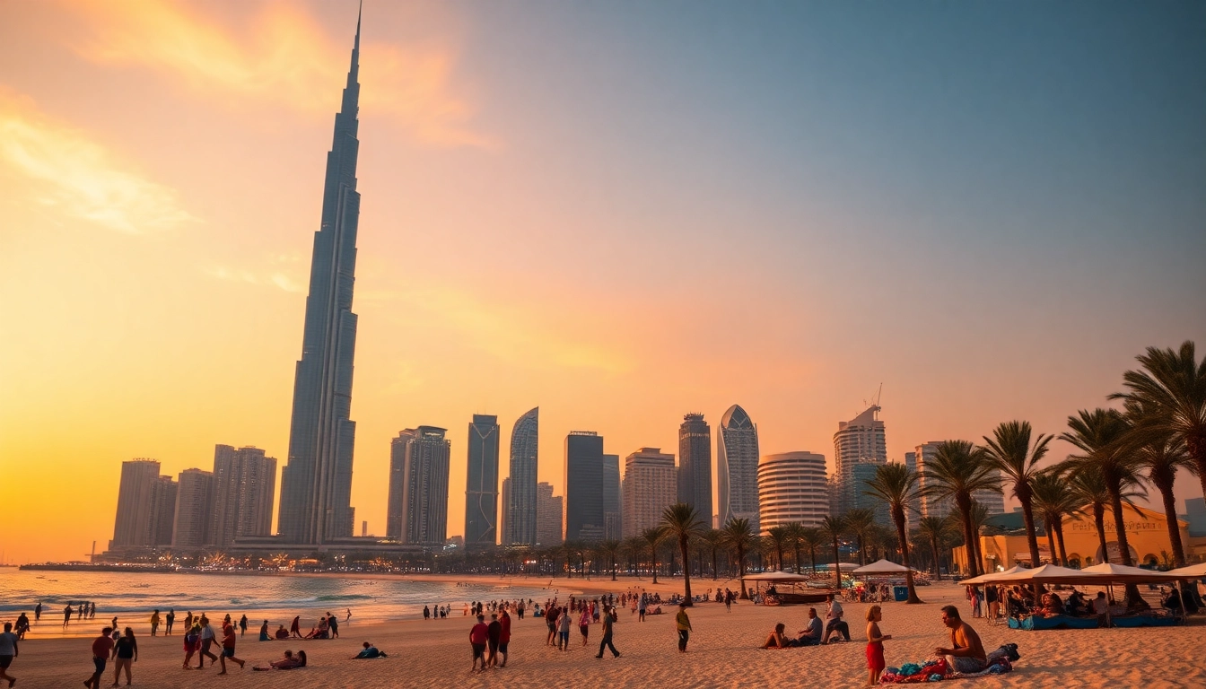 Explore the breathtaking skyline of Dubai during sunset as part of your travel to Dubai adventure.
