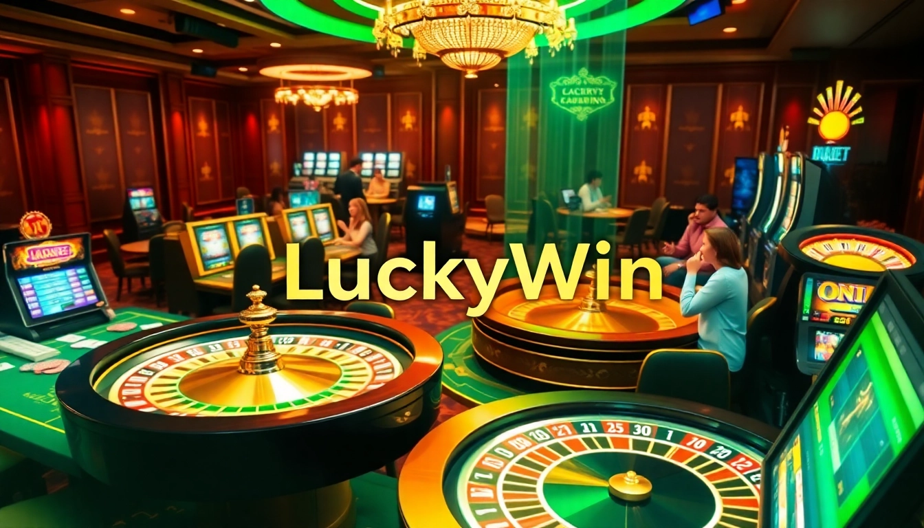 Experience the thrill of winning at luckywin with vibrant casino tables and engaging slot machines.