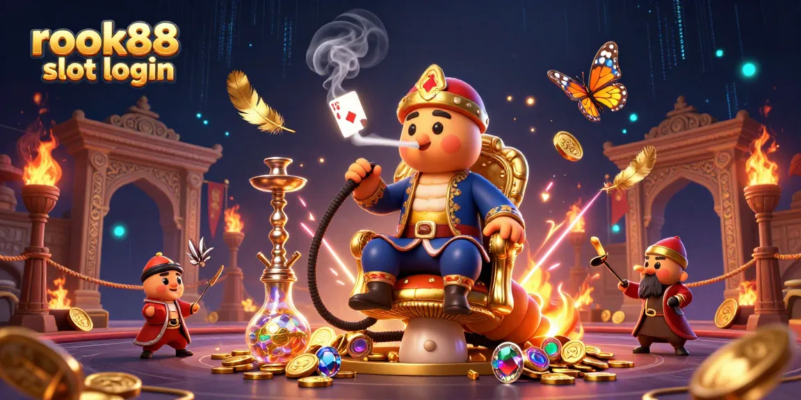 Experience thrilling gameplay with rokok88 slot login, showcasing vibrant 3D casino elements and dynamic characters.