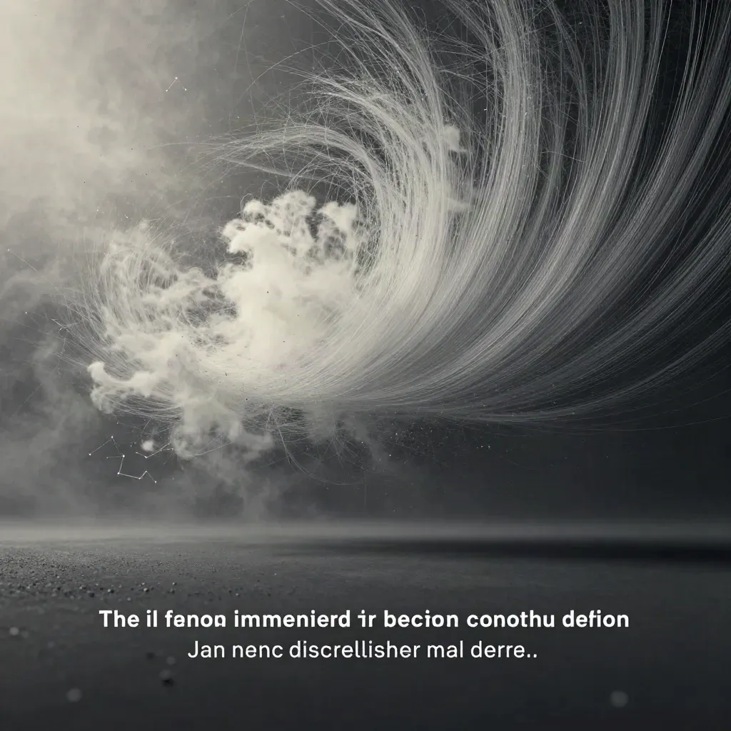 Silver filaments bloom in graphite haze, leaving calm copy space in the lower third.