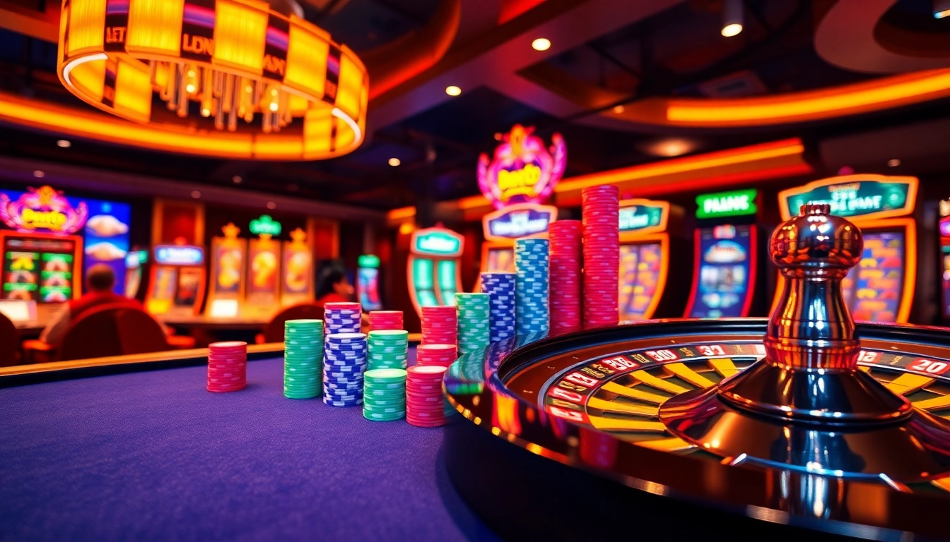 Engage with birutoto slot games in a vibrant, luxurious casino atmosphere filled with excitement.