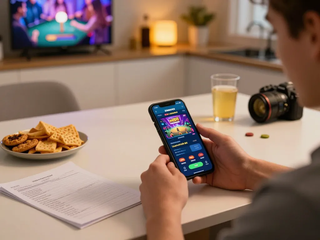 Engaging casino gameplay on link mb66 mobile app at home with friends and snacks.