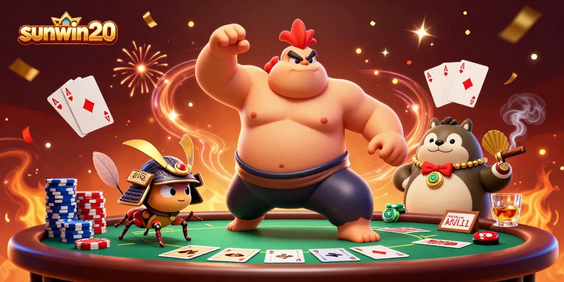 Engage with sunwin20 as a sumo rooster stirs excitement at a dynamic poker scene.
