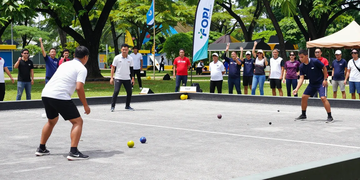 Dynamic petanque match at FOPI Kota Banjarbaru showcasing community spirit and sportsmanship