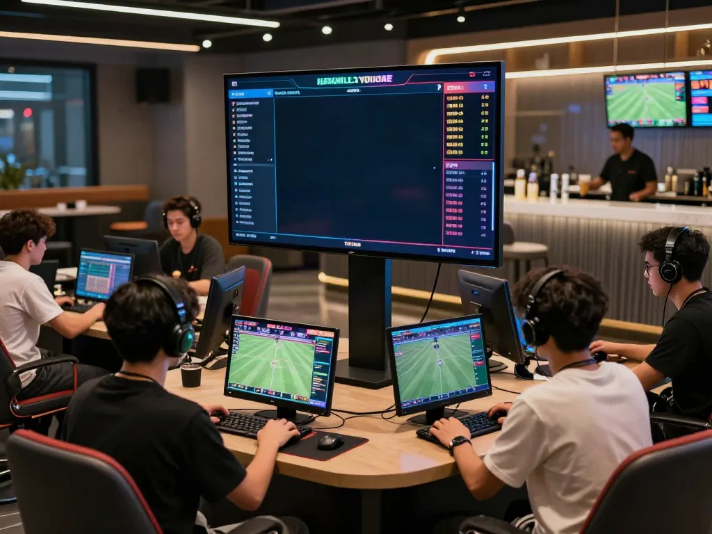 Exciting sports betting scene at https://9bet.ru.com/ with diverse players and dynamic atmosphere.