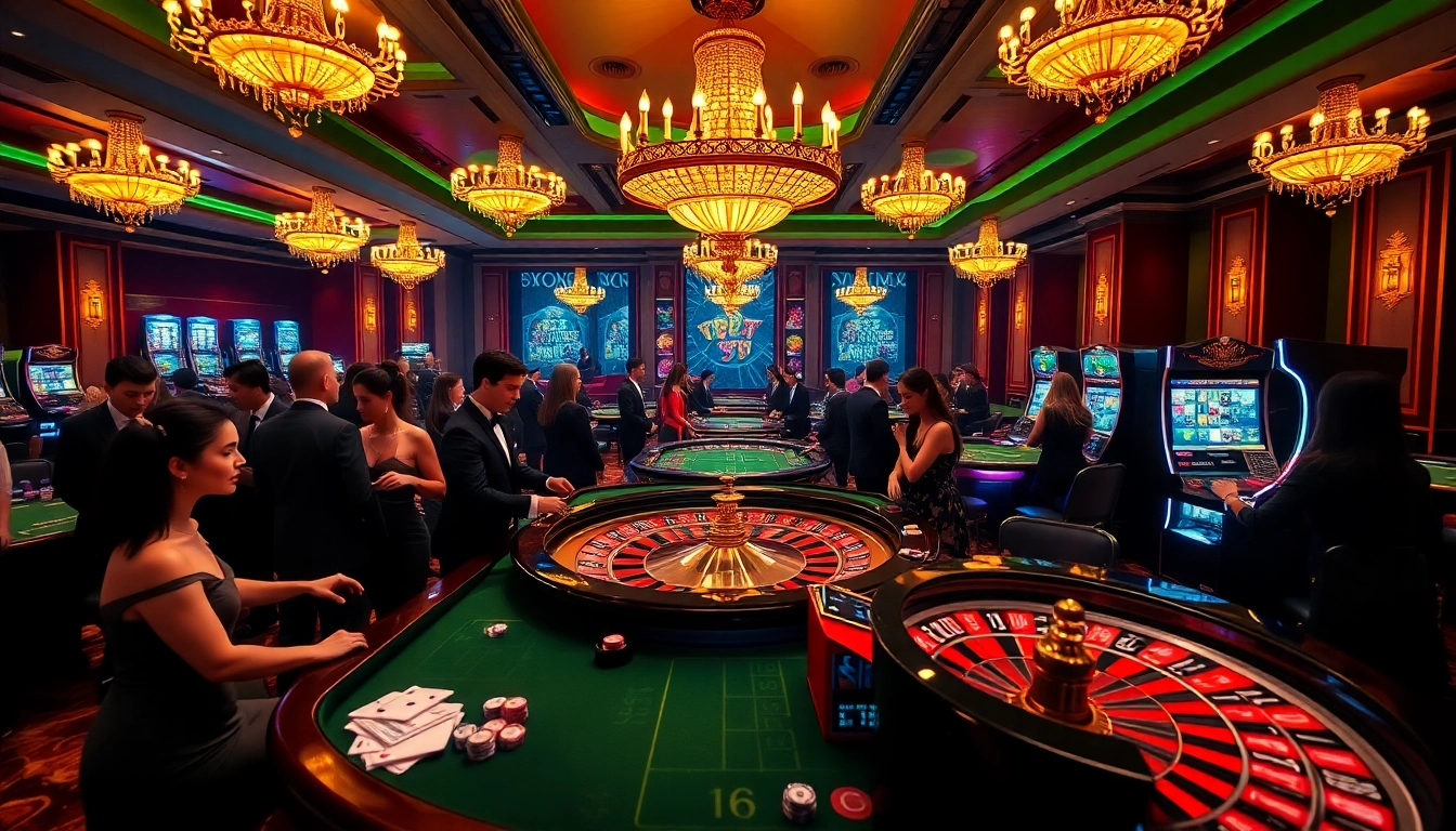Players enjoying excitement at the 789win club with vibrant casino tables and games.