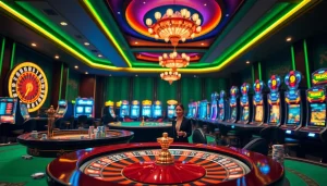 Experience high-stakes excitement at nhà cái usbet with vibrant roulette wheels and poker tables.
