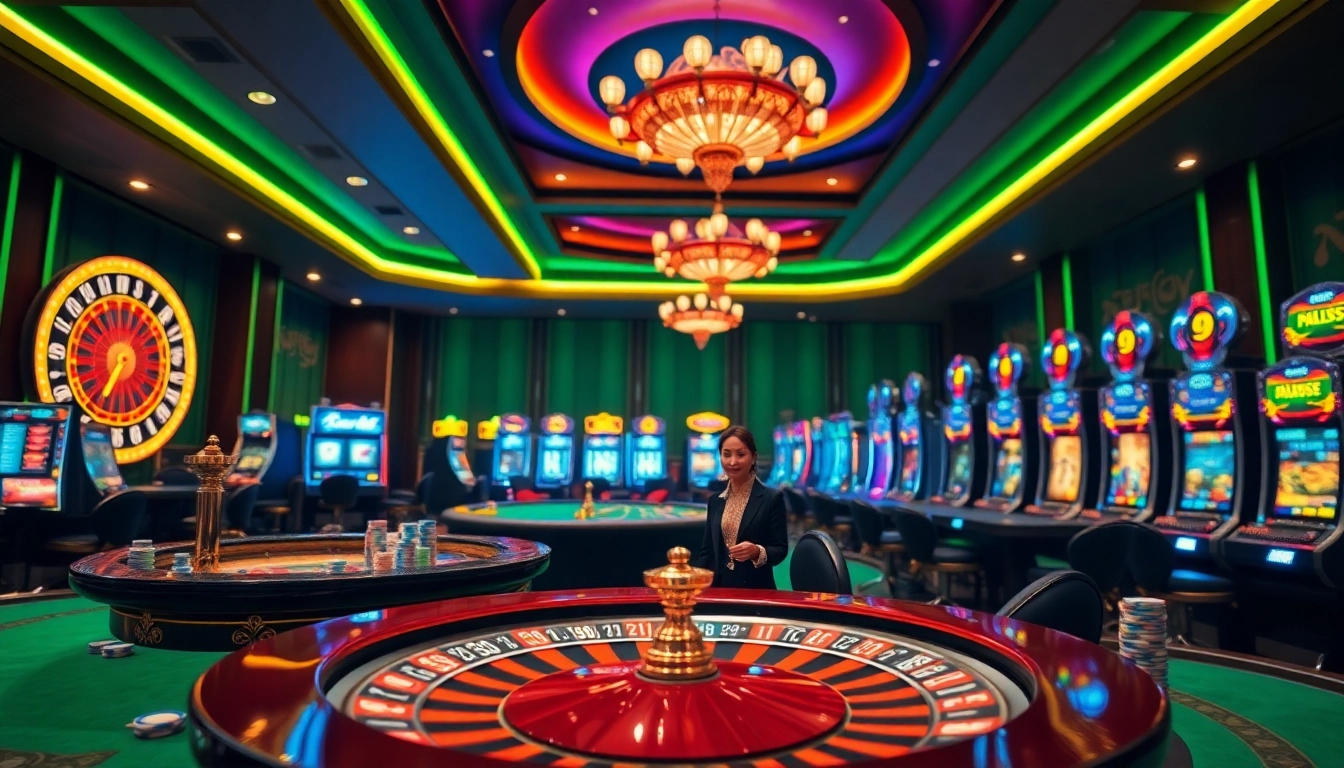 Experience high-stakes excitement at nhà cái usbet with vibrant roulette wheels and poker tables.