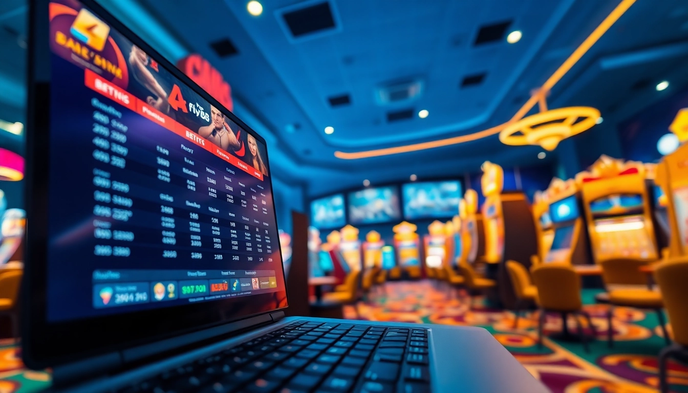 Engaging scene depicting fly88 đang nhập interface with casino games and betting options.