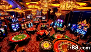 Experience the thrill of rr88.com with vibrant poker tables and engaging slot machines.