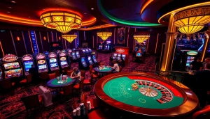 Engaging casino gameplay at GG88 Tech with vibrant tables and slot machines.