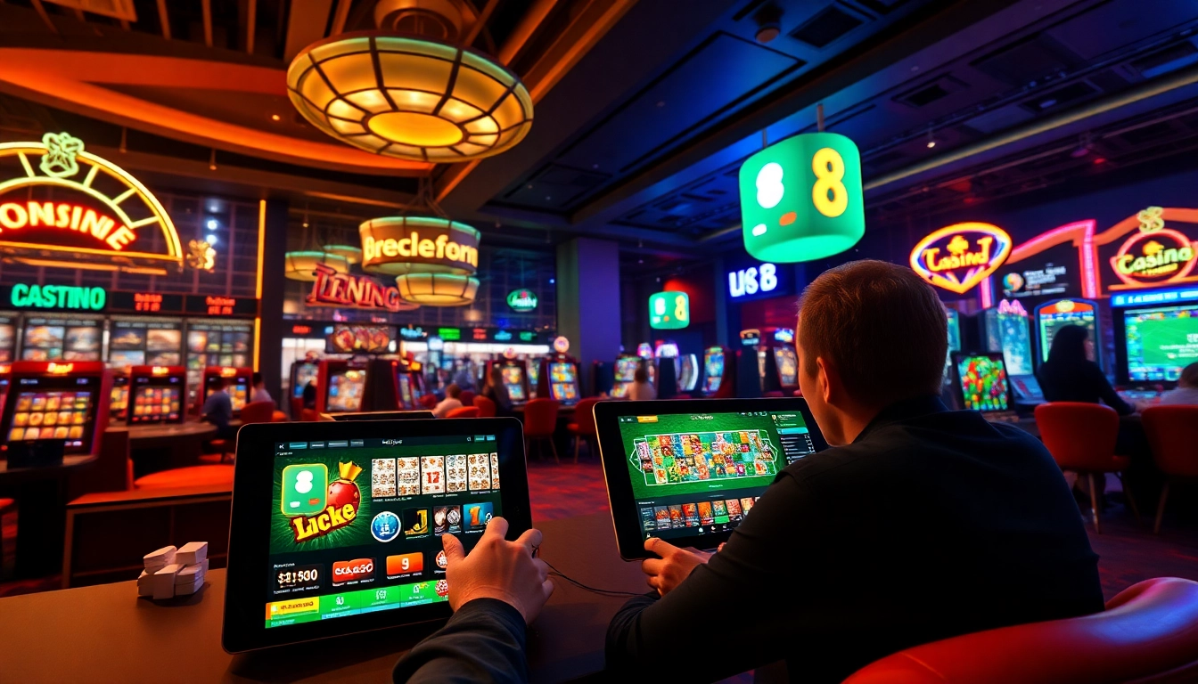 Online gambling experience at luck8win.live with vibrant casino atmosphere and interactive gaming elements.