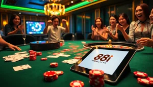 Experience the thrill of 88i nhà cái with vibrant casino visuals featuring blackjack and roulette.