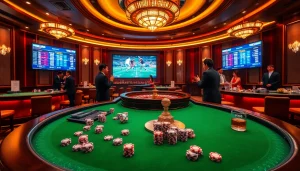 Place your bets on Thể thao SV88 in a vibrant casino setting with roulette and poker.