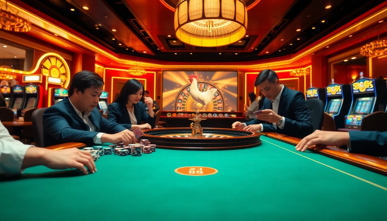 Experience the excitement of xin 88 đá gà with vibrant casino visuals showcasing immersive gaming adventures.
