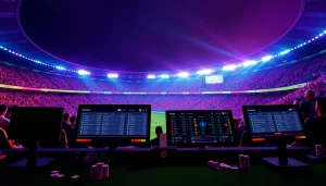 Kèo Bóng Đá betting interface displaying vibrant odds in an electrifying football stadium.
