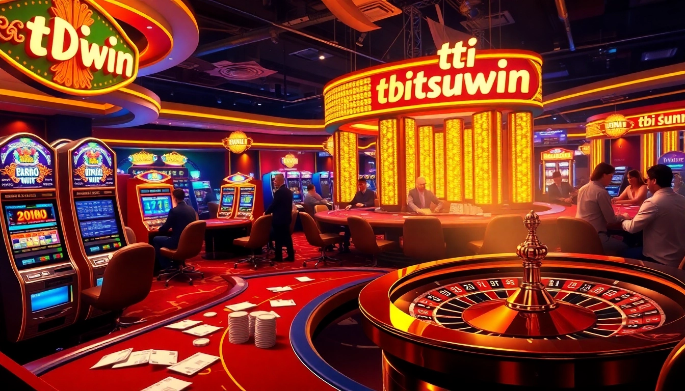 Engage with excitement in a vibrant casino scene featuring the keyword tải sunwin amidst players at the tables.
