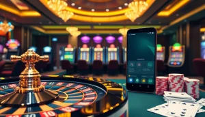 Engaging in lively games at trang chủ dn88 with vibrant casino elements like roulette wheels and poker chips.