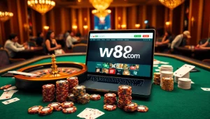 Experience online gaming at ww88 com with engaging casino elements like poker chips and roulette.