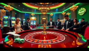 Experience the thrill of gambling at ww88 with a vibrant casino scene featuring roulette and poker.