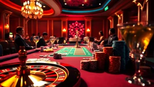 Engaging players enjoying table games at RR88 casino with vibrant ambiance and luxury decor.