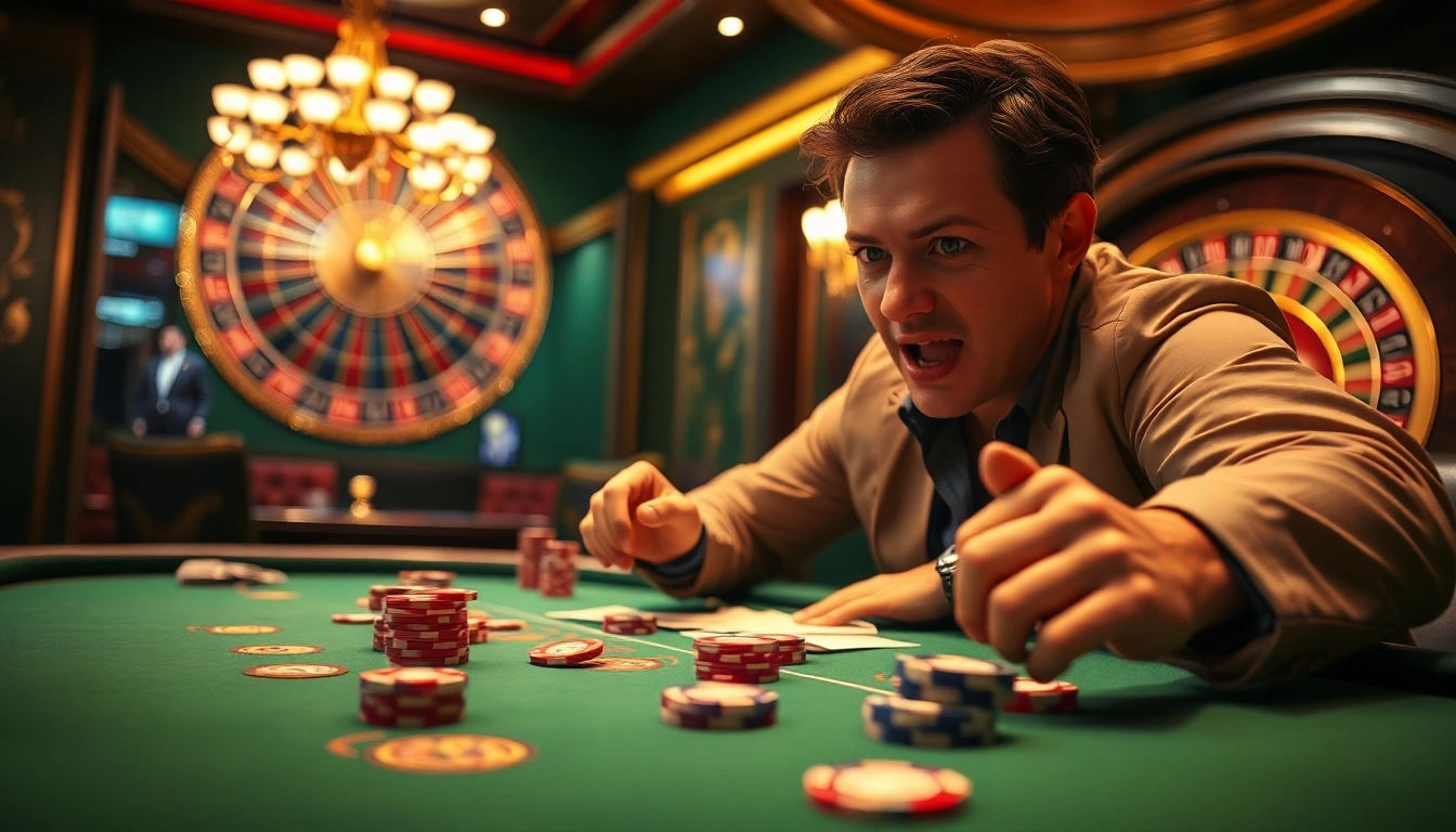 Engaging scene of trang chủ xx88 with gamblers at a luxurious casino table, full of excitement and strategy.