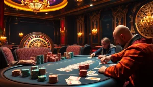 Players strategize at a poker table in a luxurious casino, highlighting the 5MB concept for winning strategies.